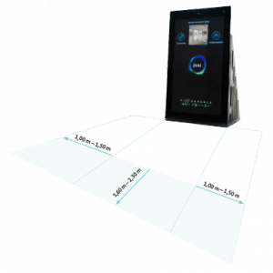 The distance from the Pixformance Station 2.0 should be 1.60 - 2.30 m. Additionally, 1.0 to 1.5 m space should be available on each side.